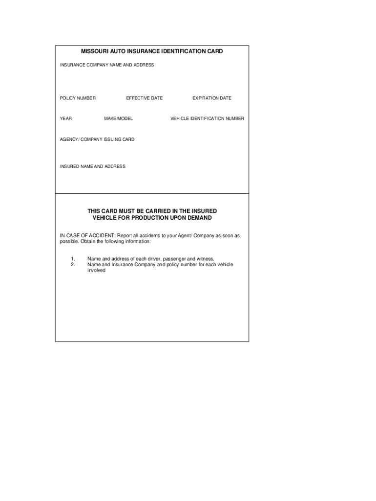 Car Progressive Fillable Free Blank Insurance Card Templates