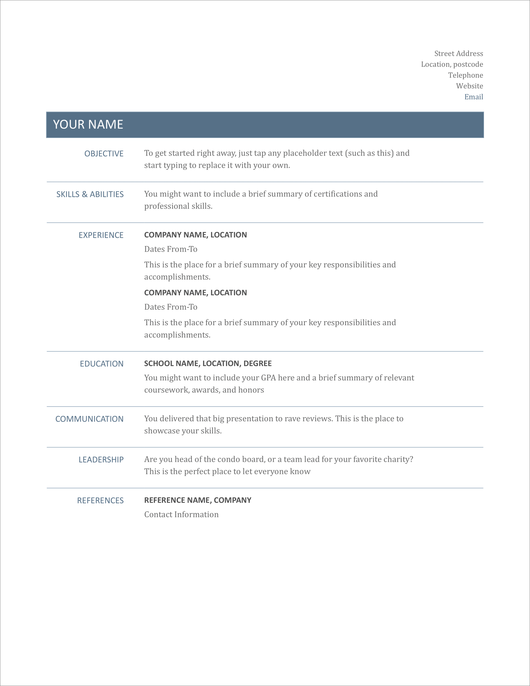 First Class Easy Cv Template Free Creative Templates Vrogue Co