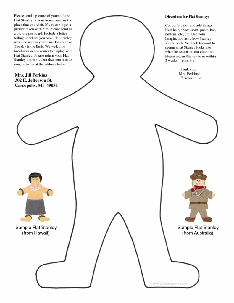 Flat Stanley Printable Coloring Pages For Kids And For Adults