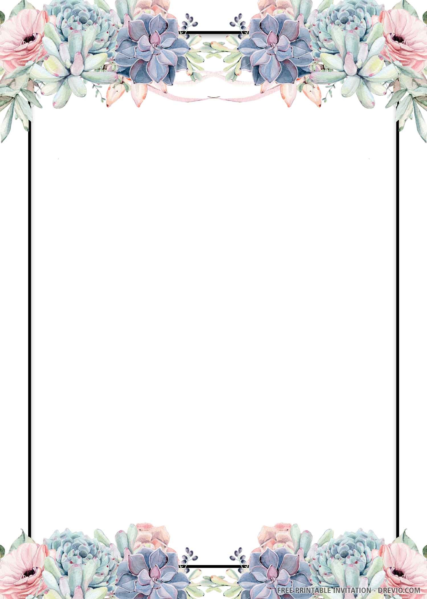 Flowers And Golden Frame Quincea Era Invitation Template Free
