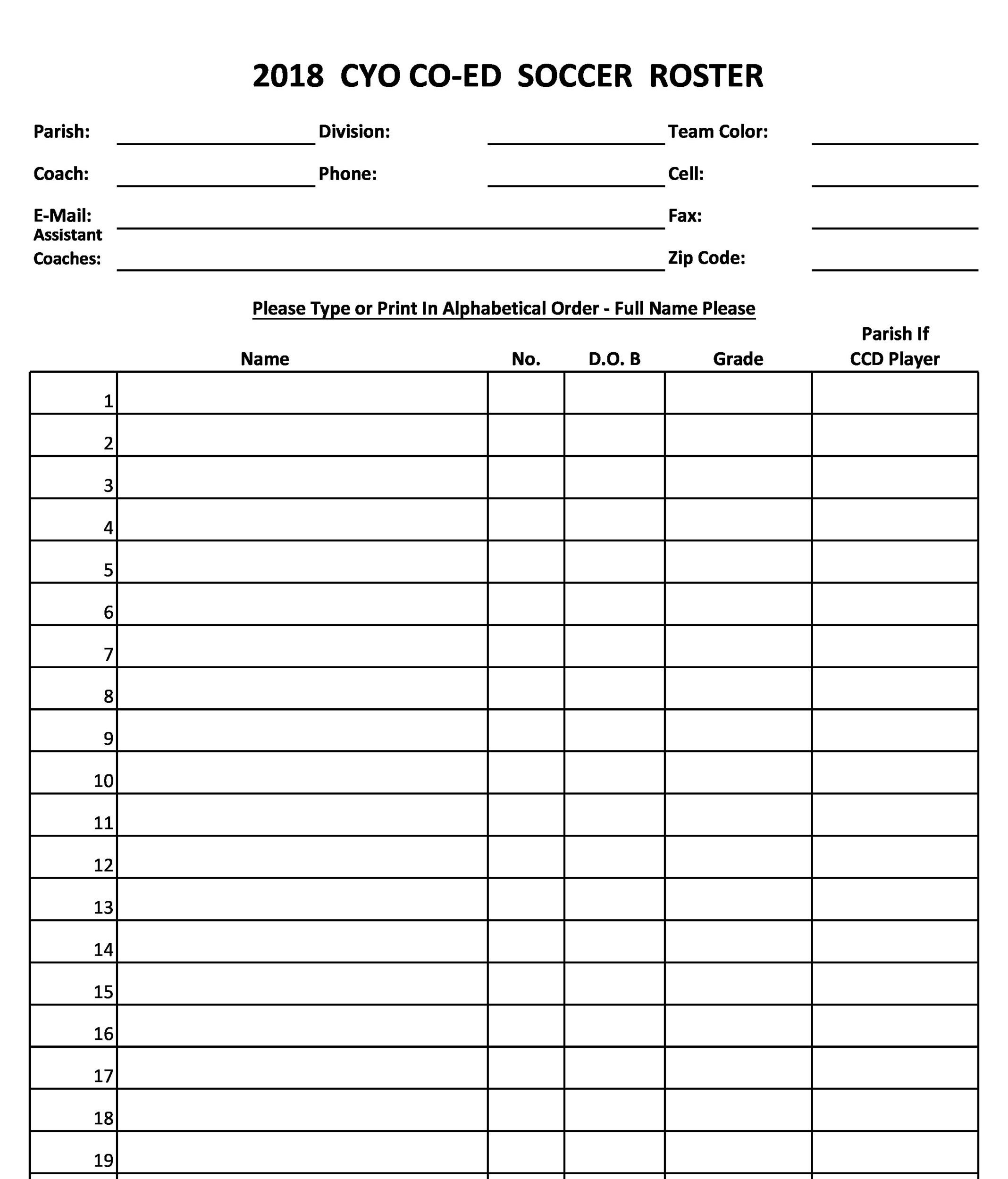 Football Lineup Template