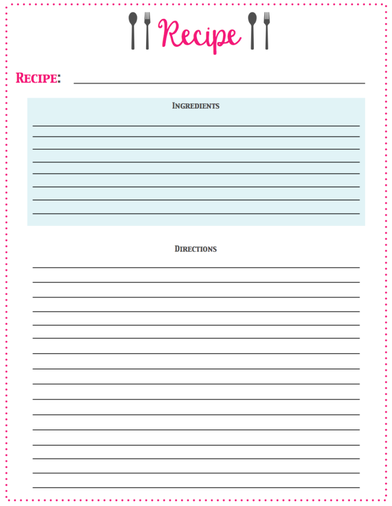 Form Fillable Recipes Printable Forms Free Online