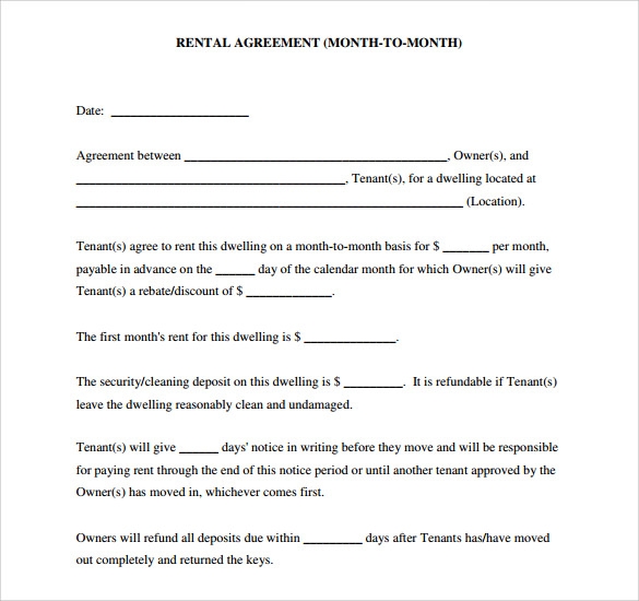 FREE 10 Sample Blank Rental Agreement Templates In PDF MS Word