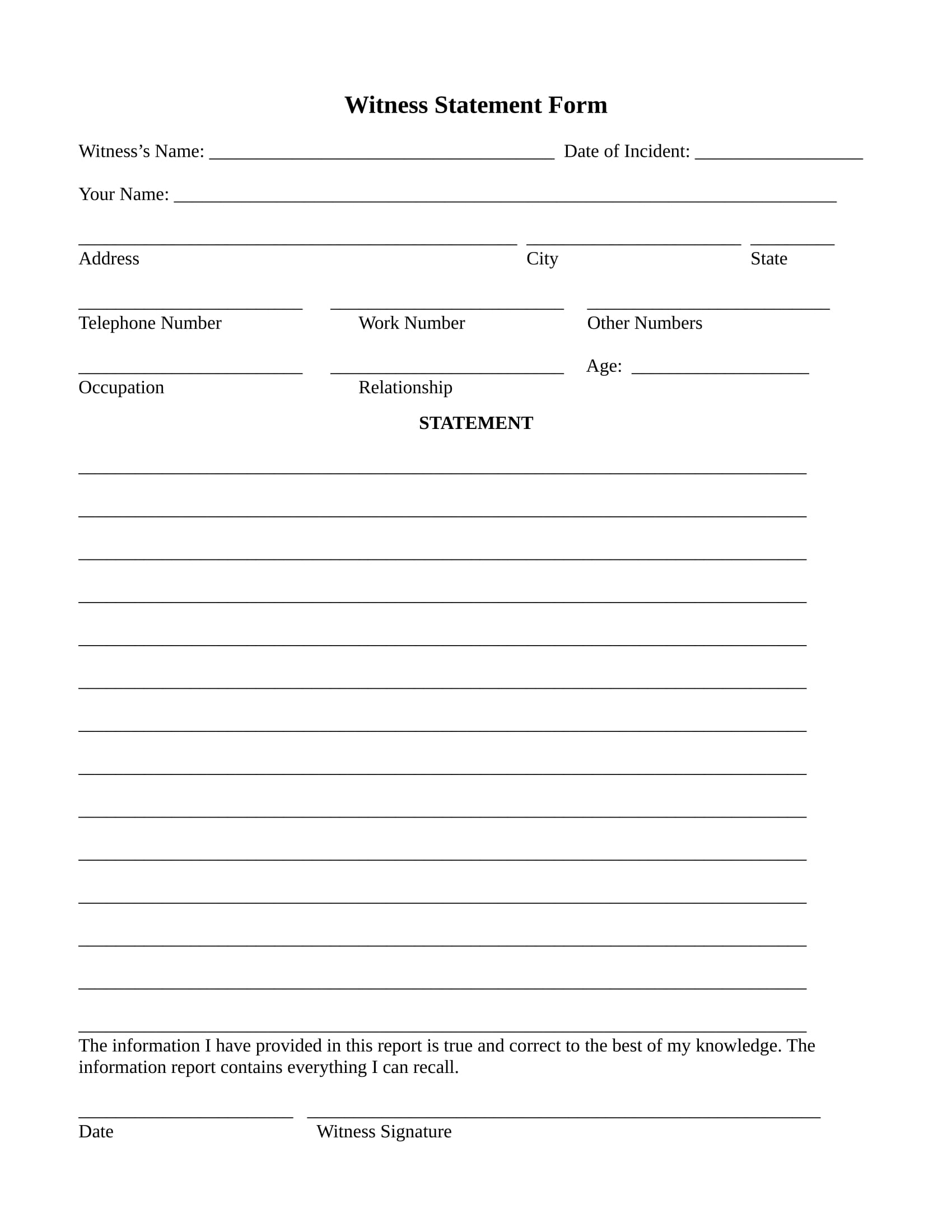 Blank Court Document Templates