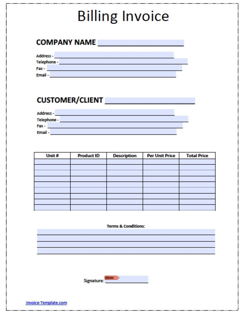 Free Billing Invoice Template Excel PDF Word Doc