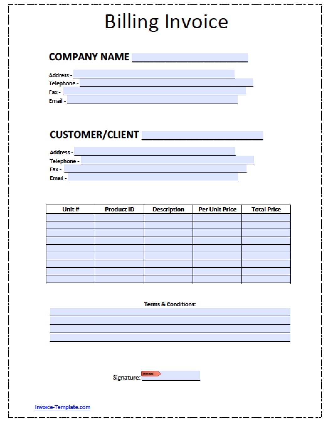 Free Billing Invoice Template Excel PDF Word Doc 