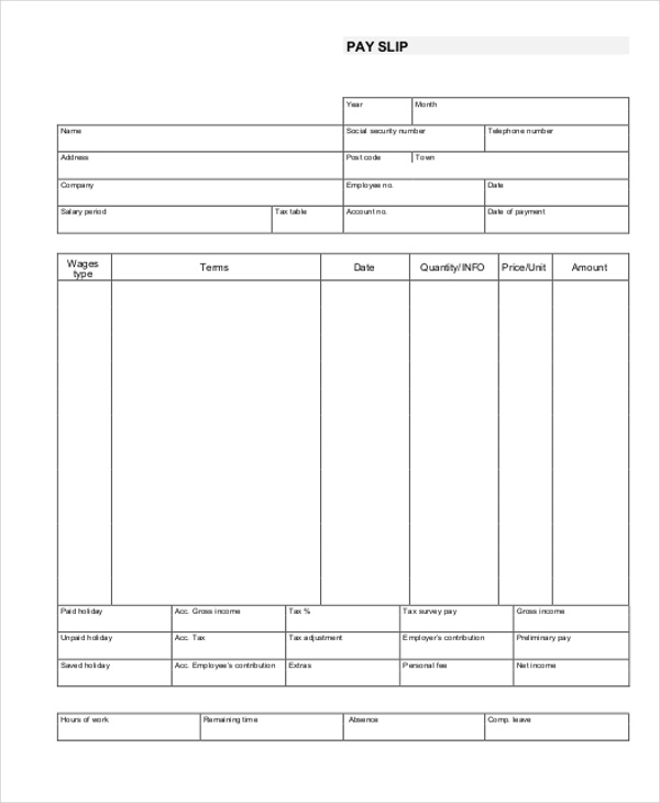 Free Blank Check Stub Template Printables