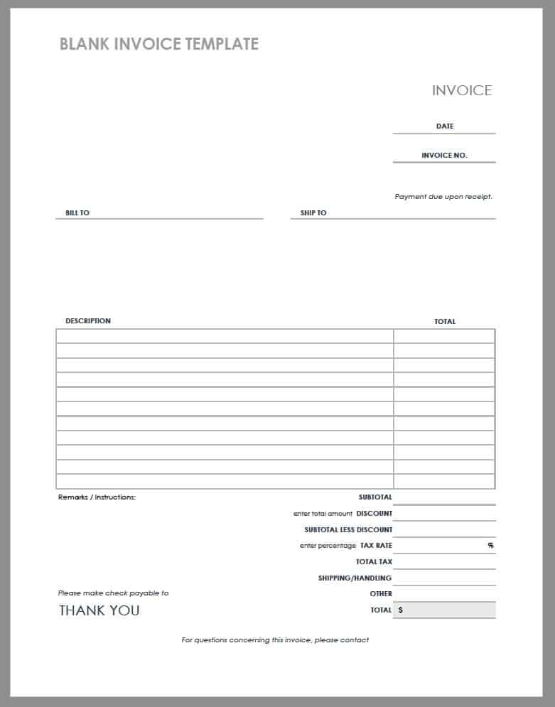 Free Blank Invoice Templates Pdf Eforms Blank Invoice Template