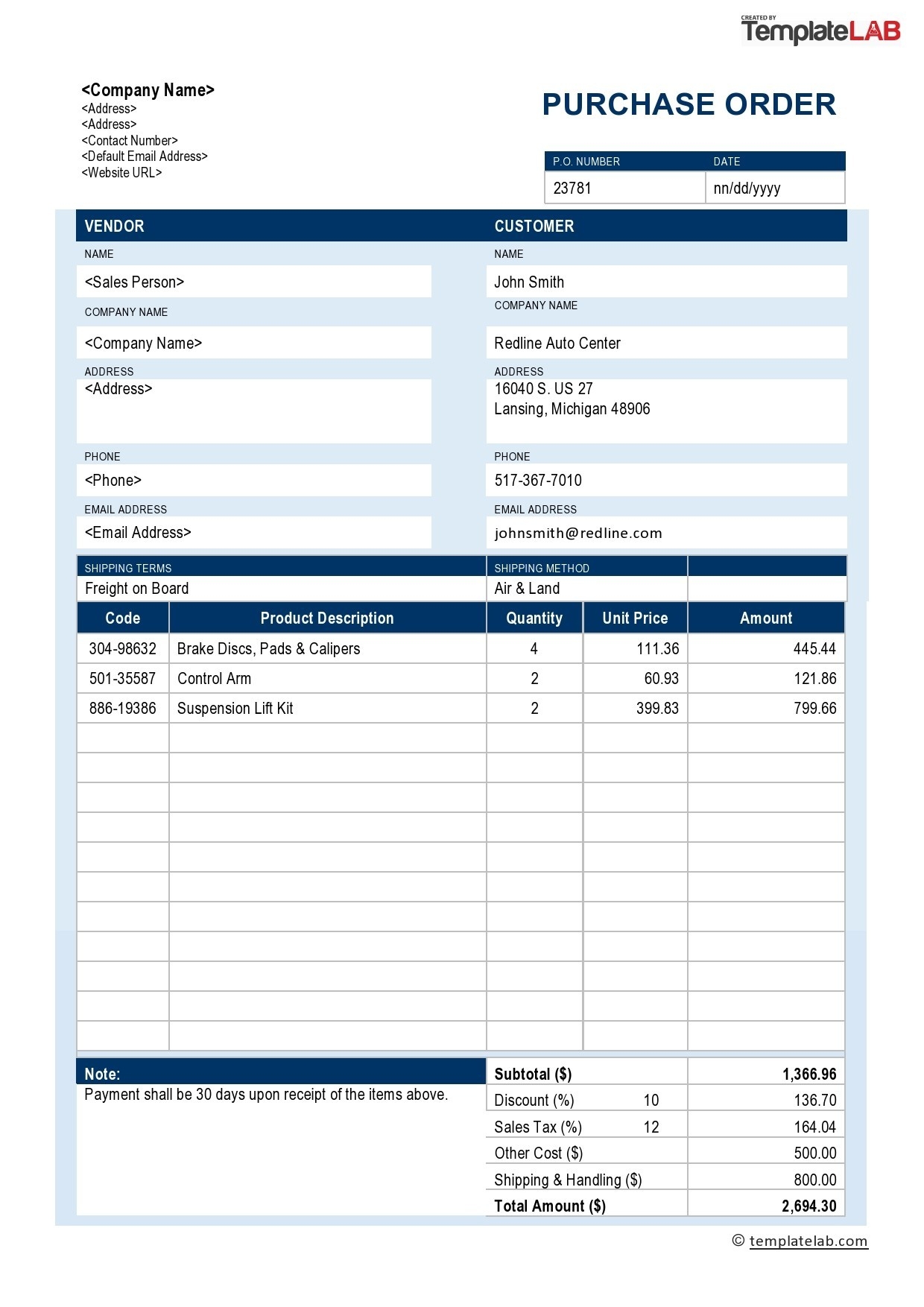 Free Buyers Order Template