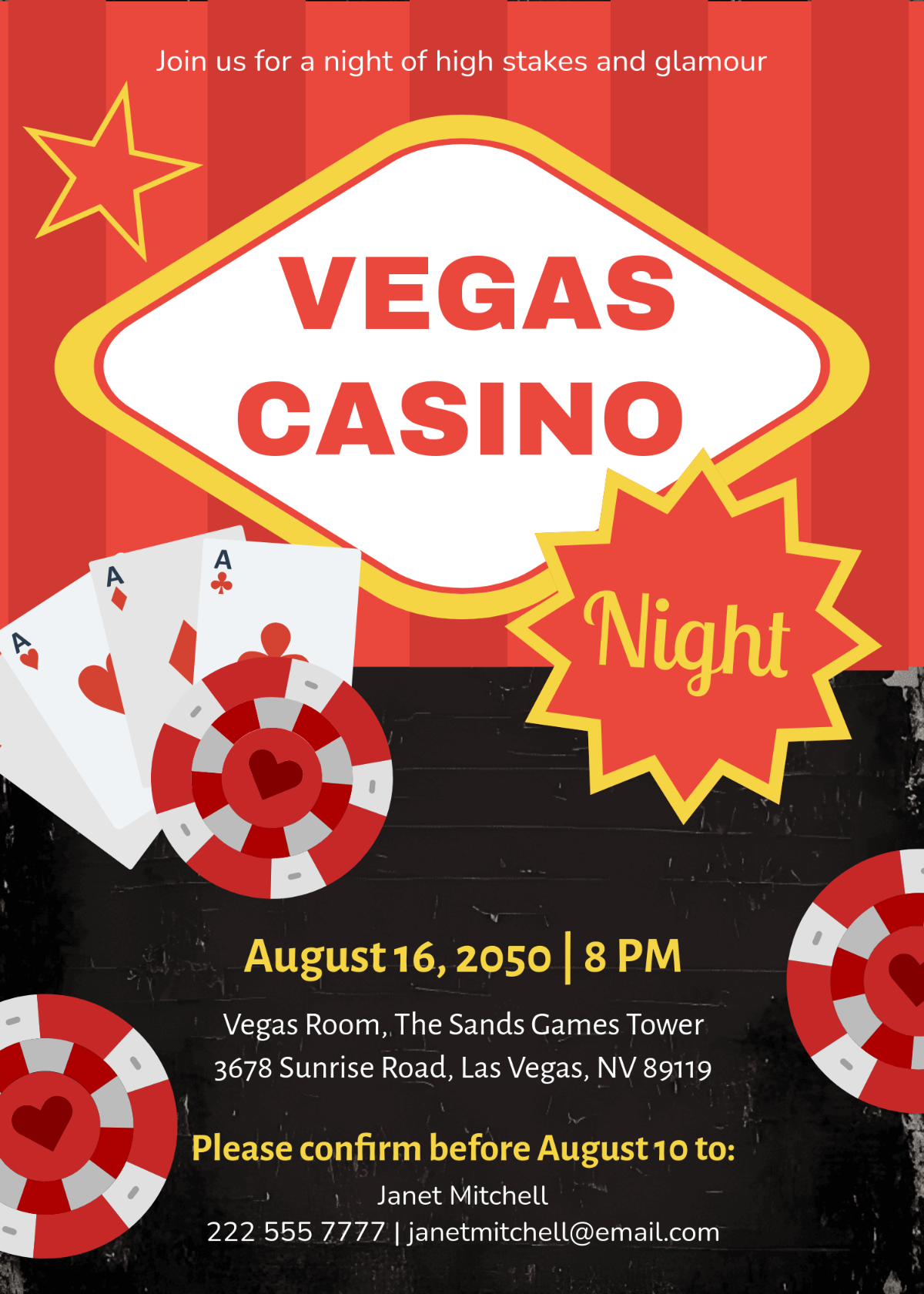 Free Casino Invitation Templates Editable And Printable