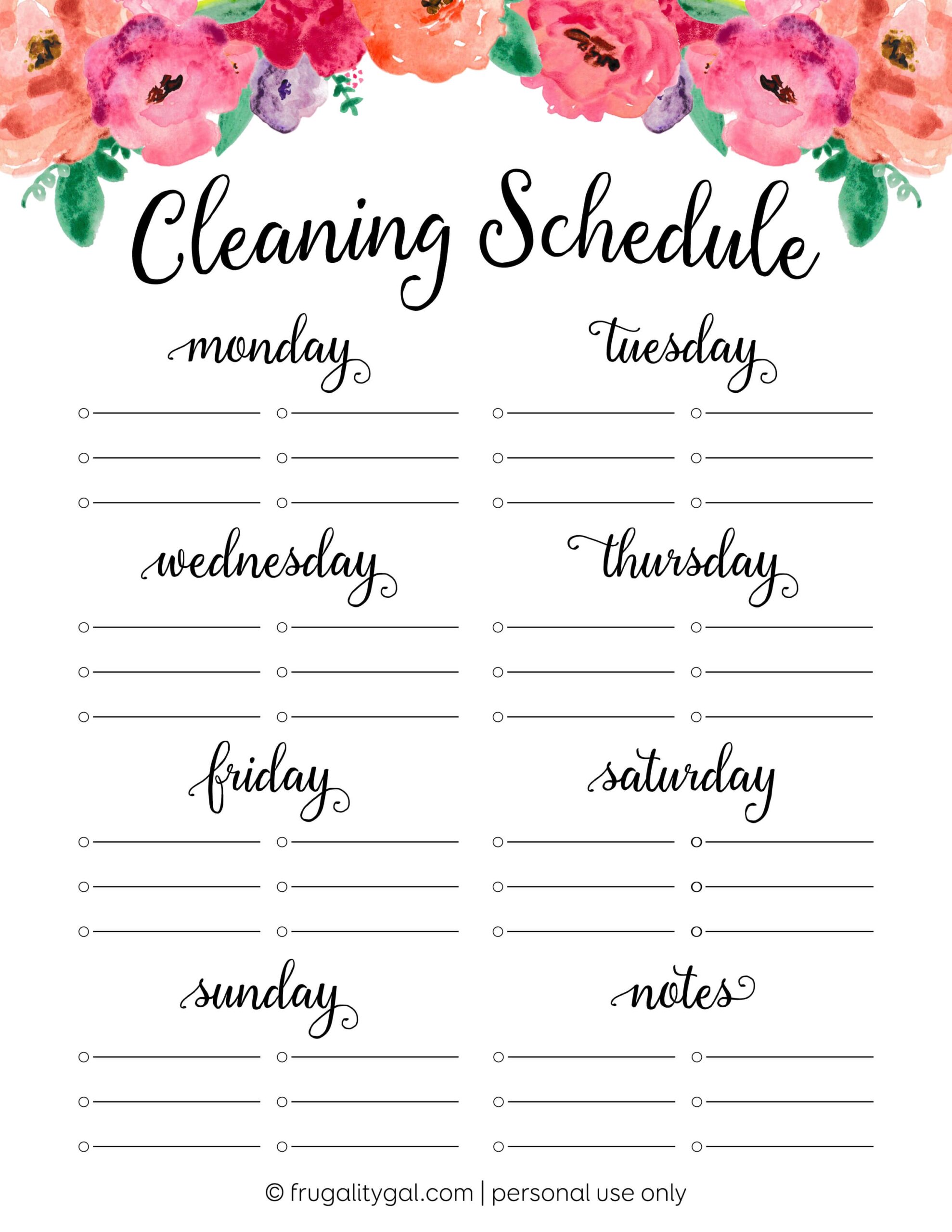 Free Cleaning Schedule Printable Cleaning Checklist