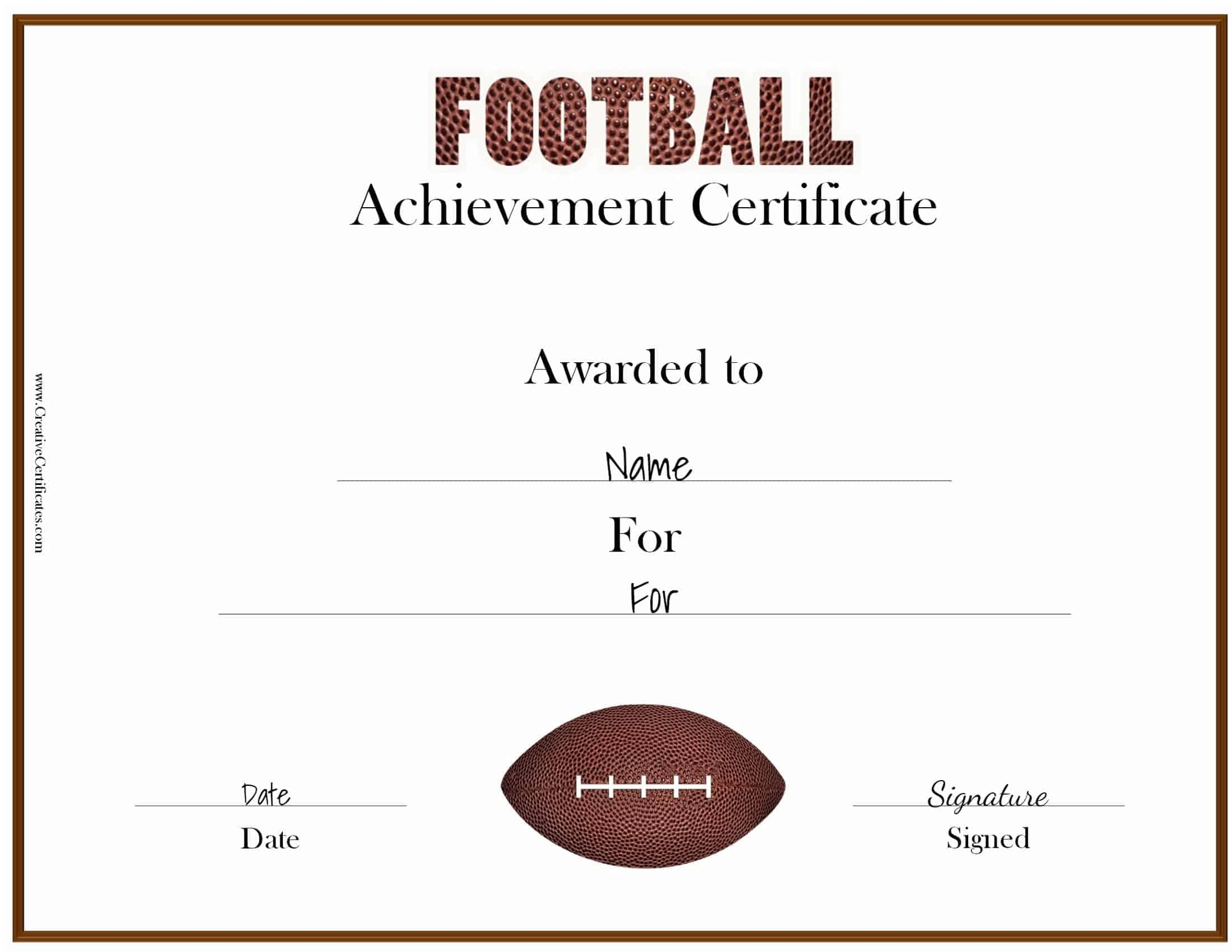 Blank Football Certificate Templates