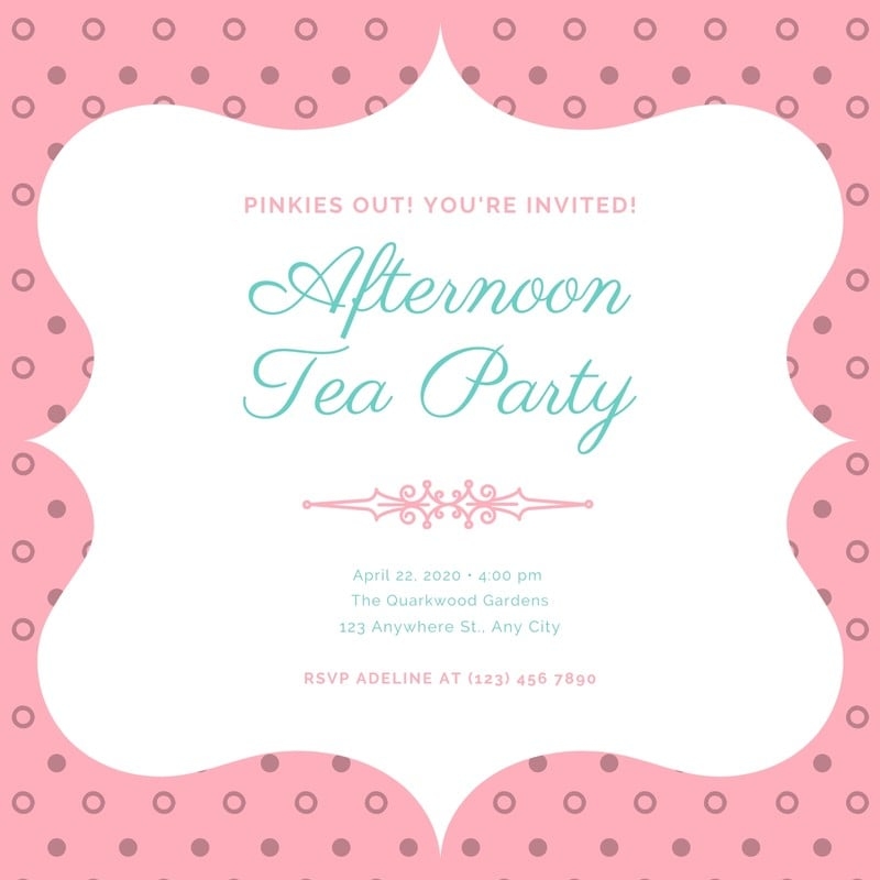 Free Custom Printable Tea Party Invitation Templates Canva
