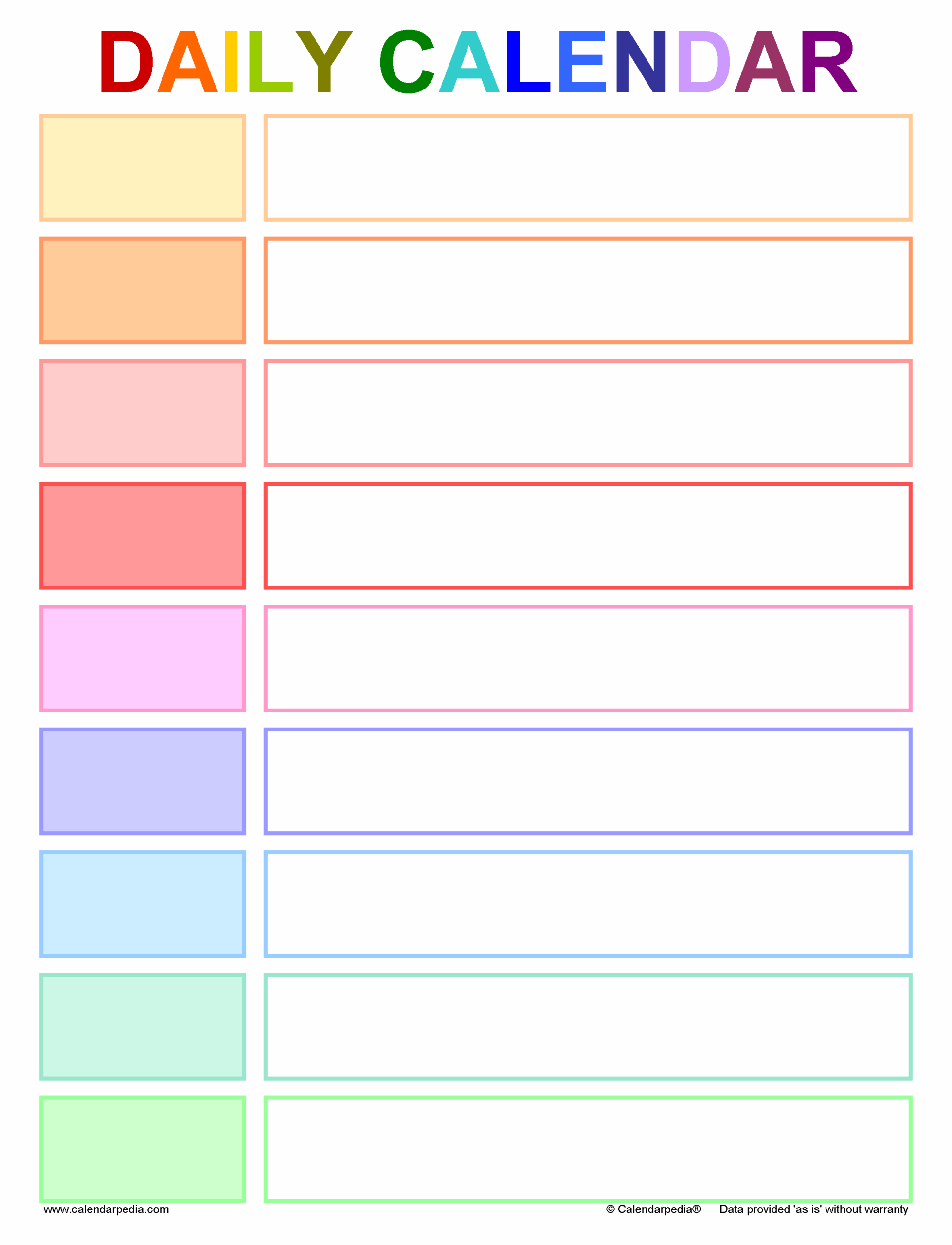Free Daily Calendars For Word 30 Templates