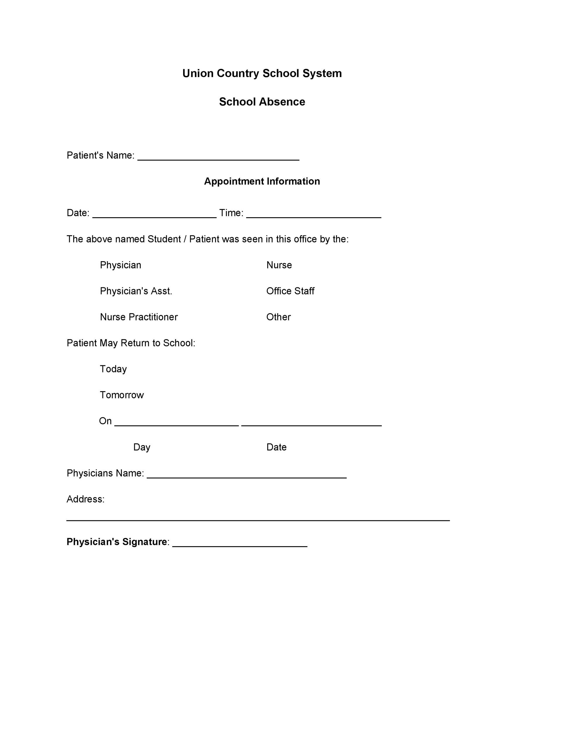 Blank Doctors Note Templates