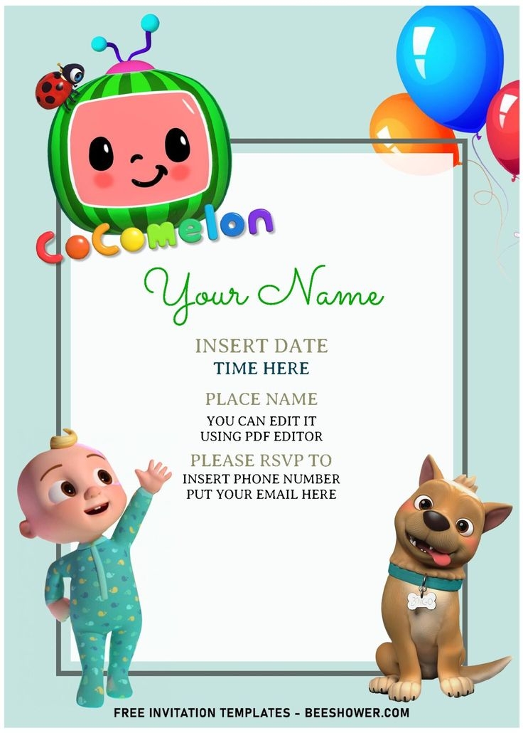 Blank Templates Cocomelon Invitation Background