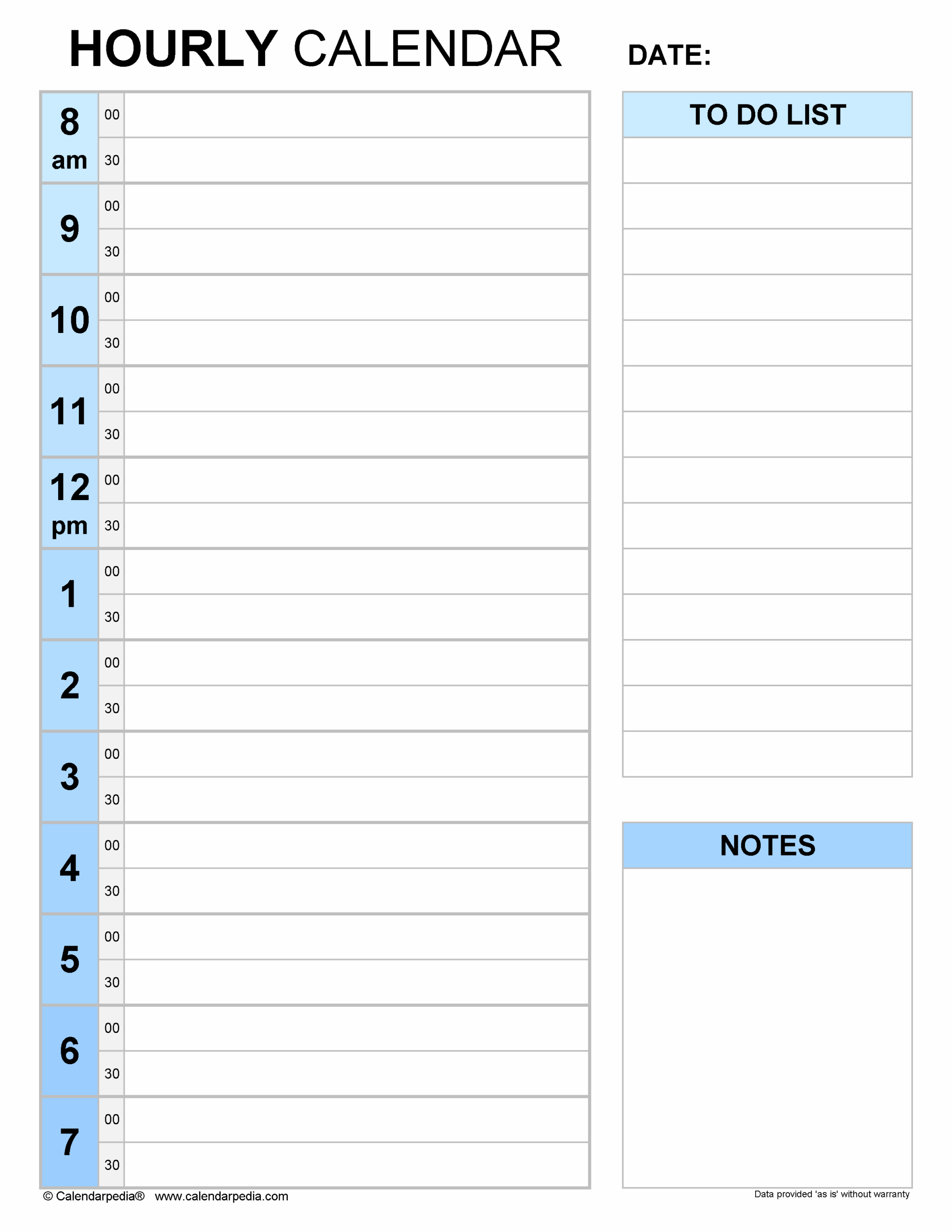 Free Hourly Calendar Shara Delphine