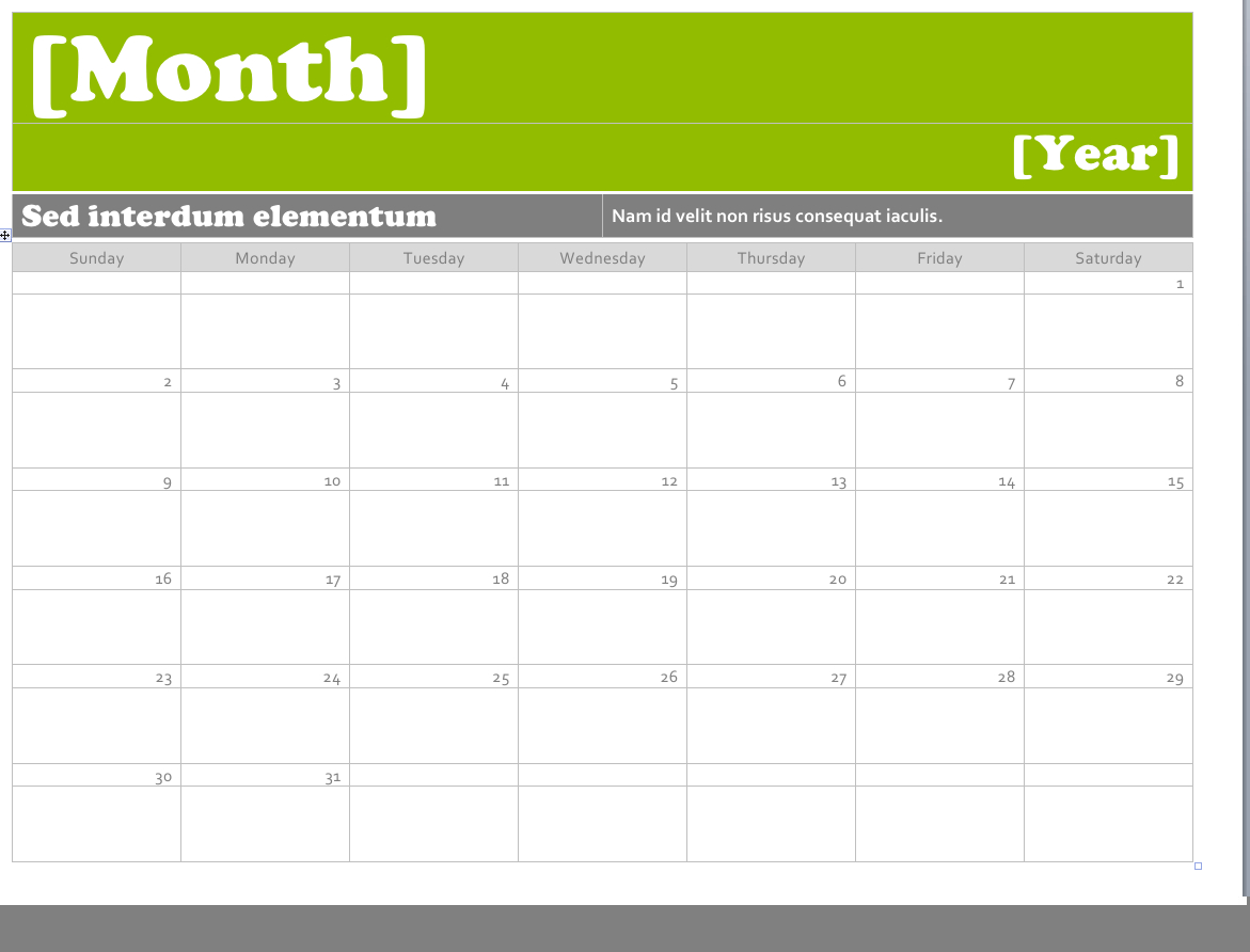 2025 Blank Calendar Templates Word