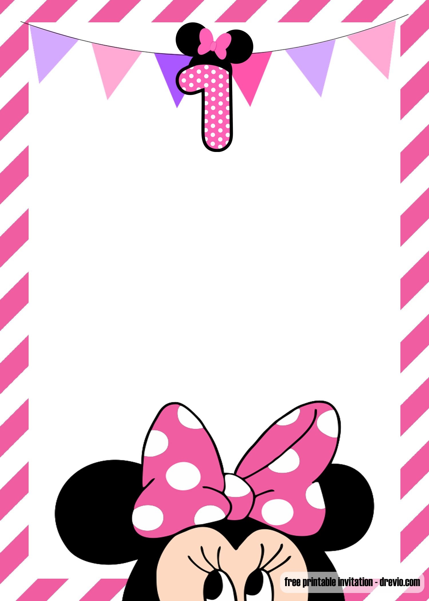 FREE Minnie Mouse 1st Birthday Invitations Templates FREE Invitation