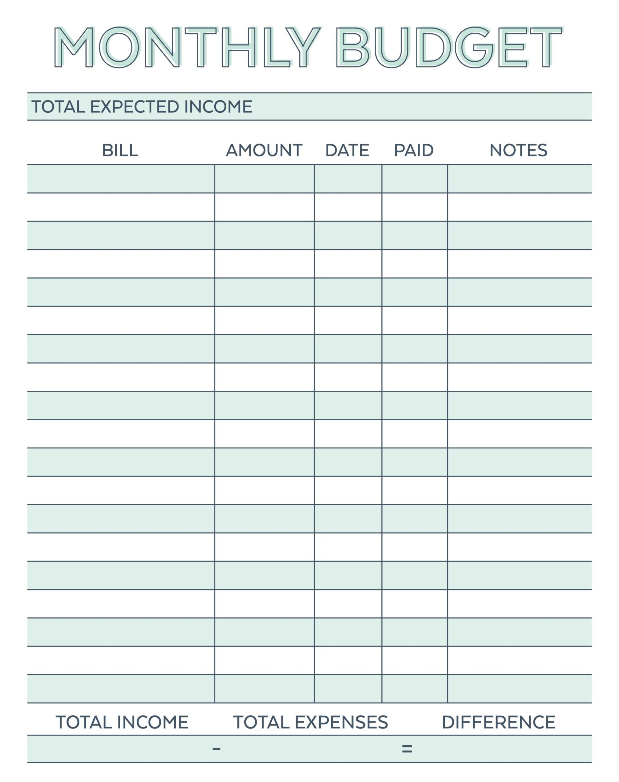 Free Monthly Budget Template Excel
