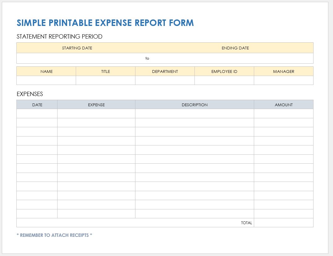 Free PDF Expense Report Templates And Forms Smartsheet Worksheets