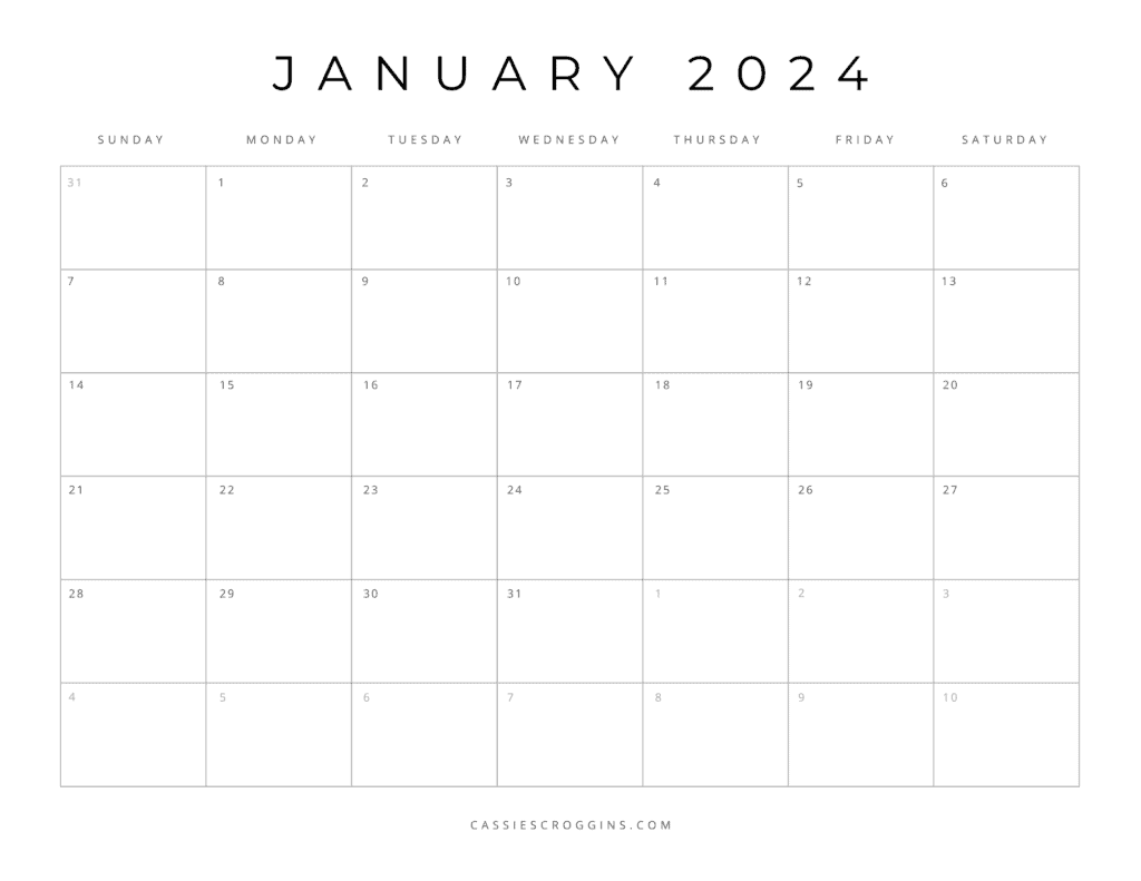 Blank Calendar Month Templates