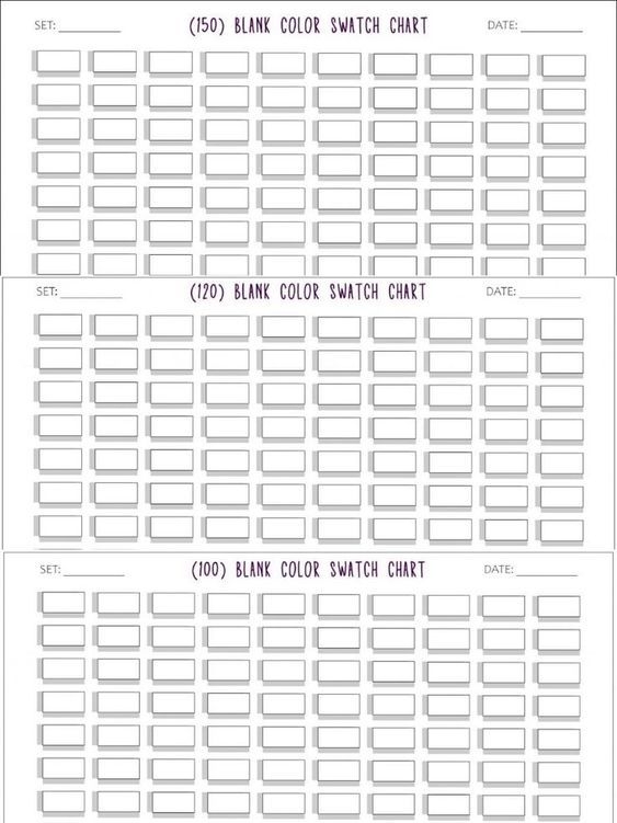 Free Printable 24 50 72 80 100 120 150 168 Blank Color Swatch