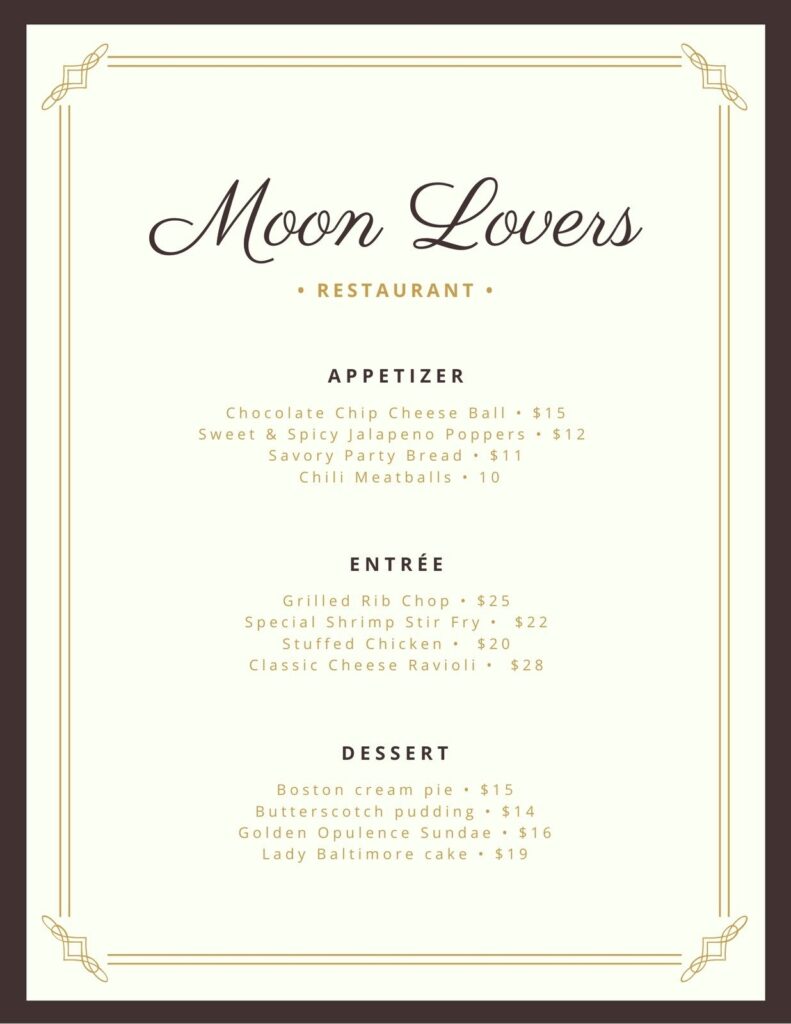 Free Printable And Customizable Fancy Menu Templates Canva