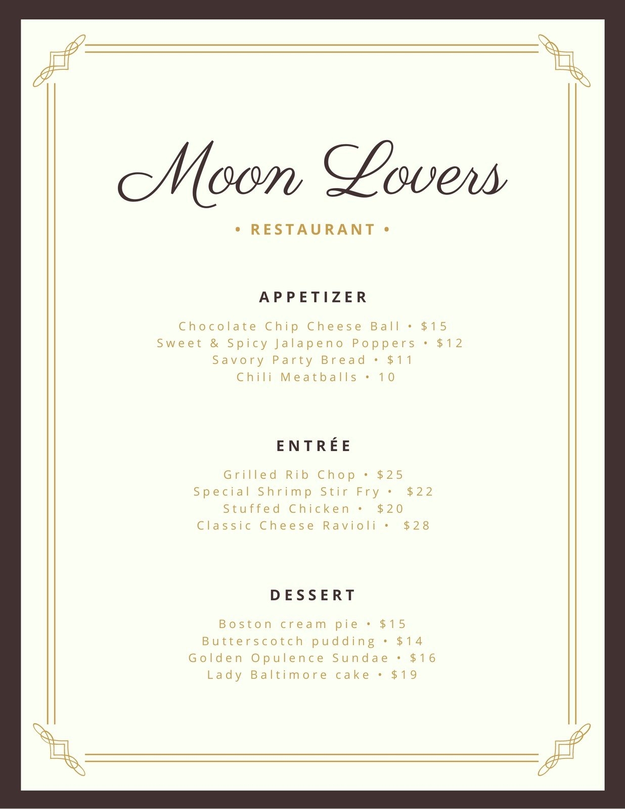 Free Printable And Customizable Fancy Menu Templates Canva