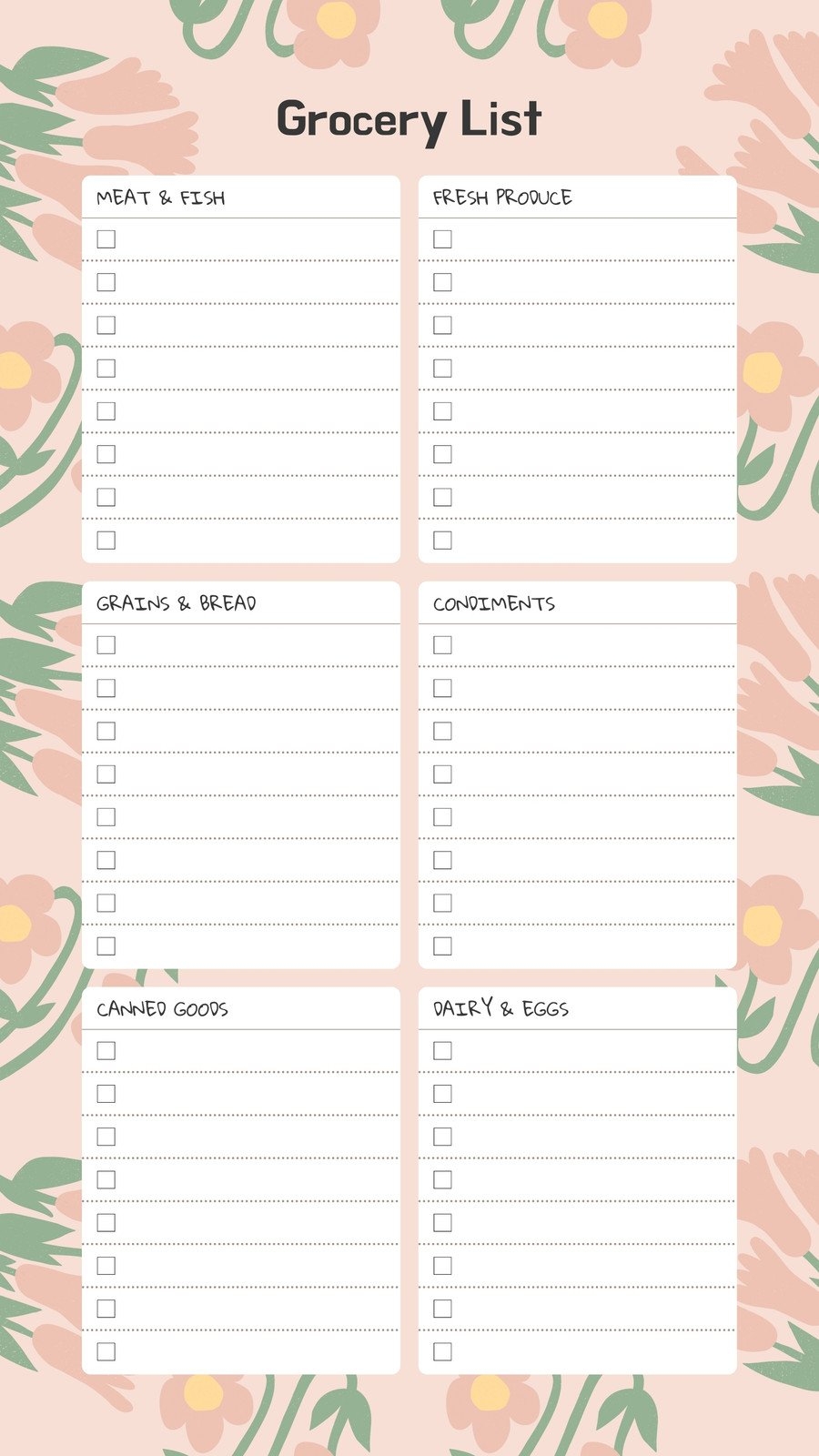Free Printable And Customizable Grocery List Templates Canva