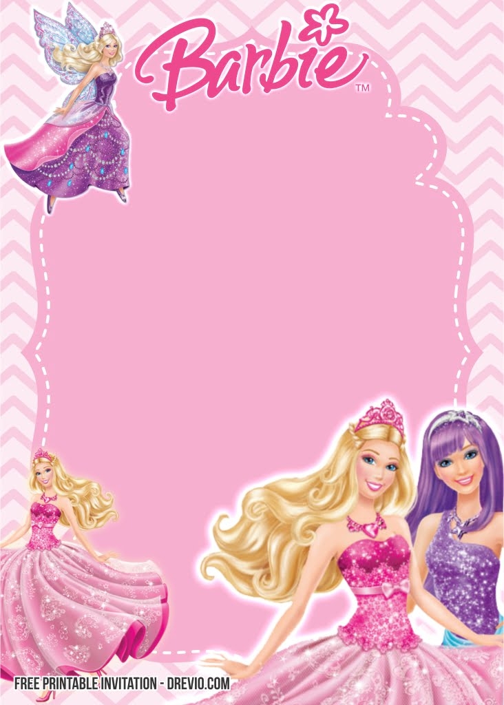 Blank Barbie Birthday Invitation Templates