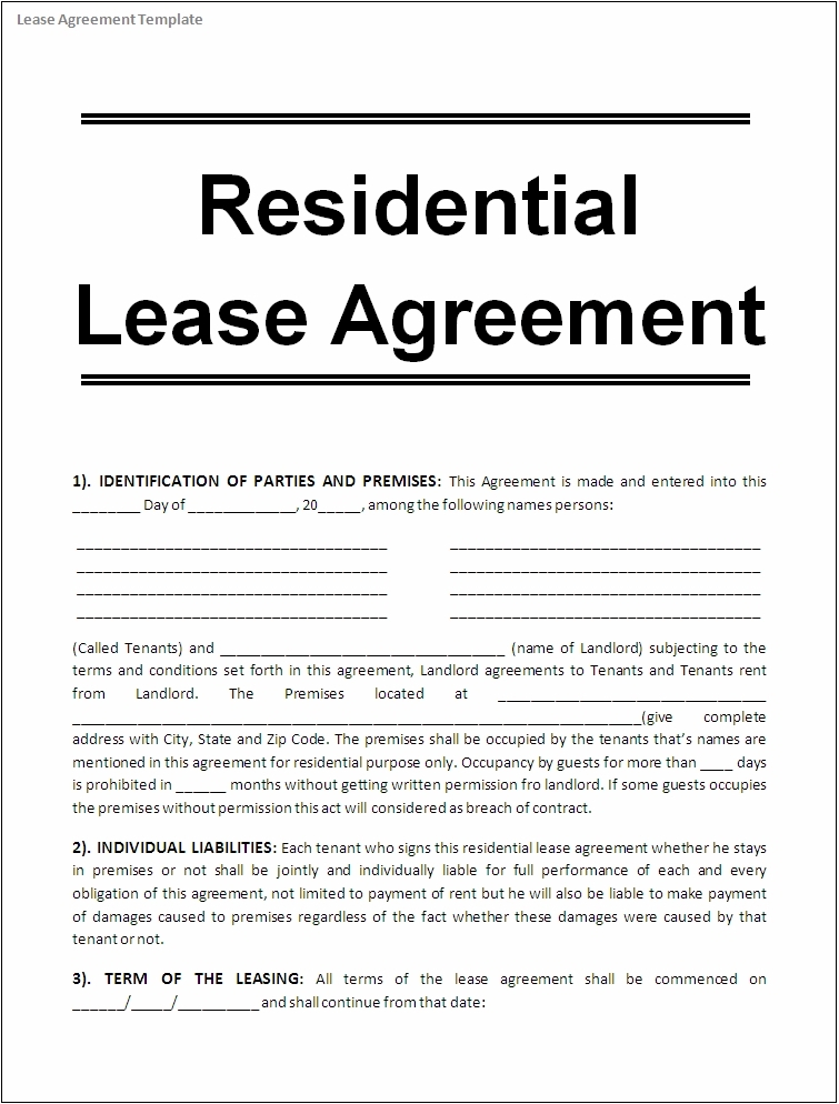 Blank Rental Agreement Templates