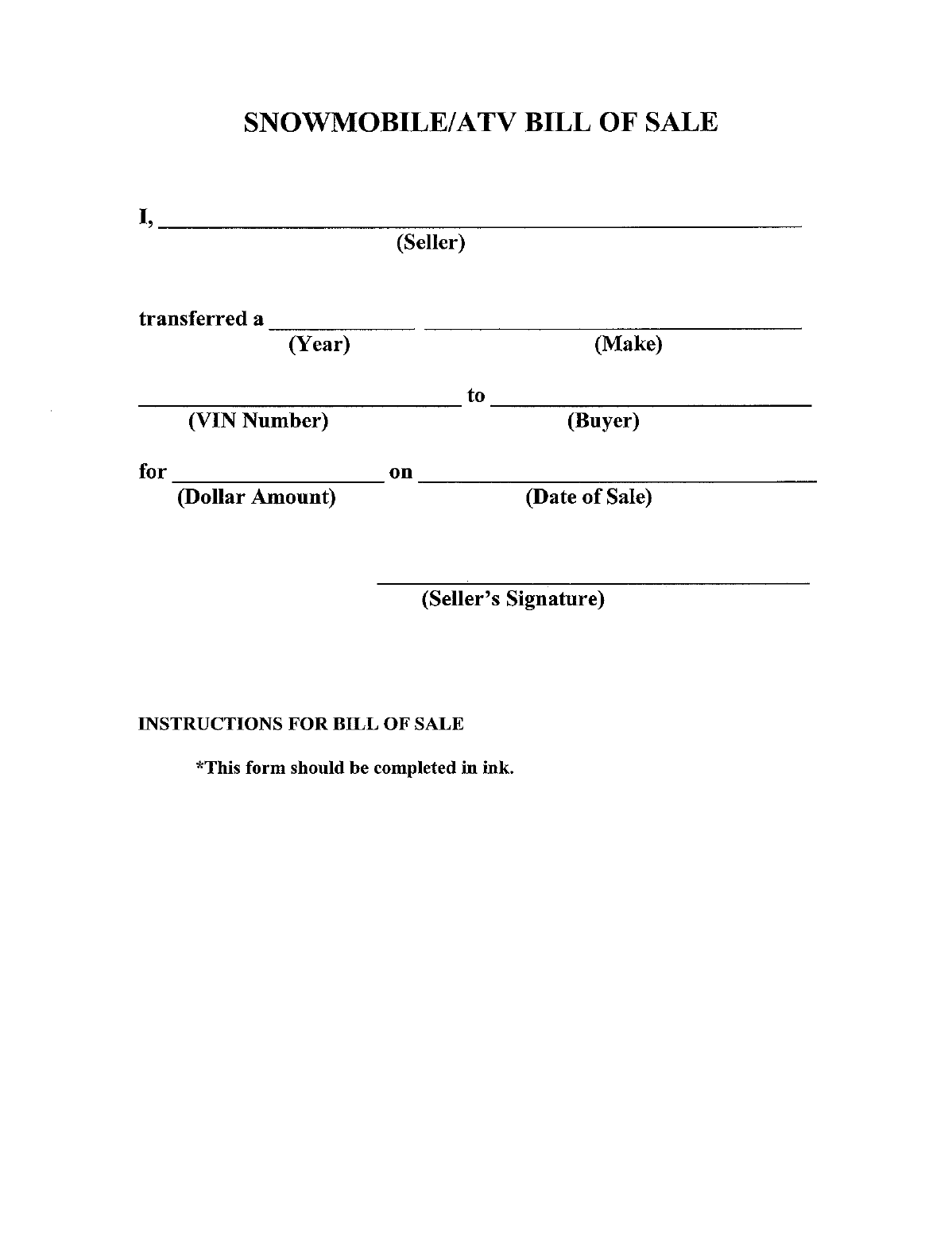 Free Printable Bill Of Sale For Atv Printable Word Searches