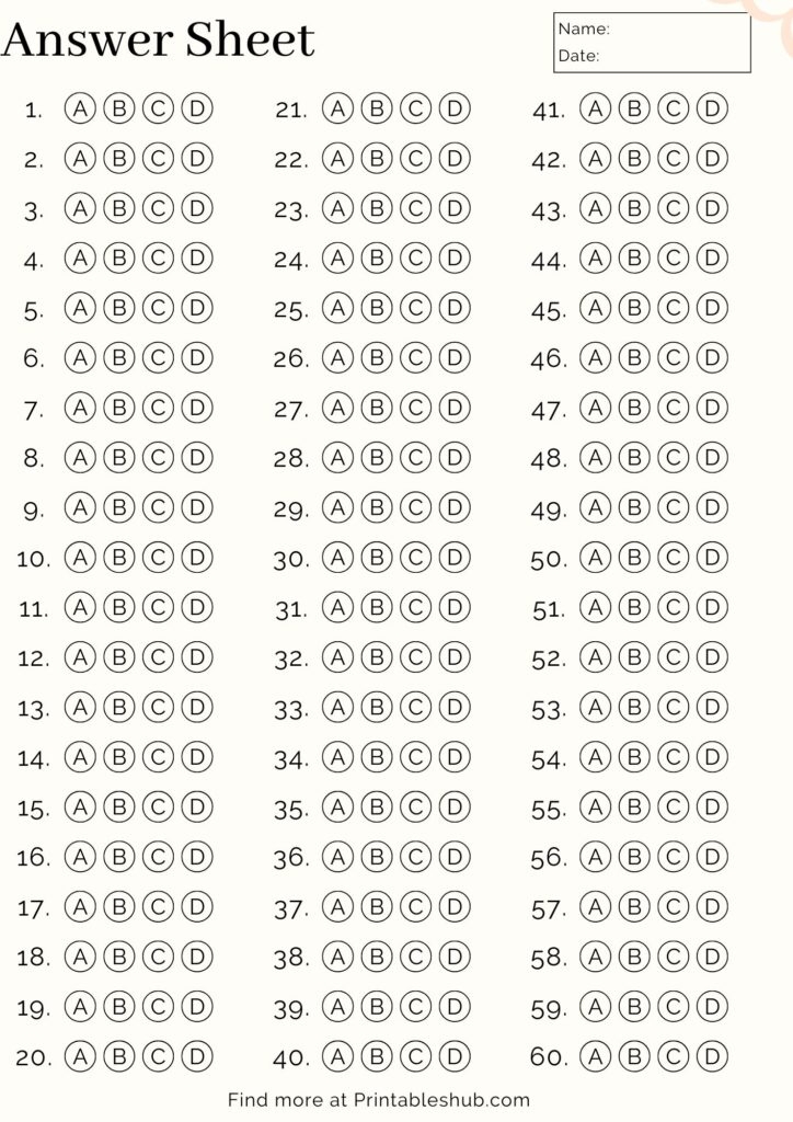 Blank Answer Sheet Templates