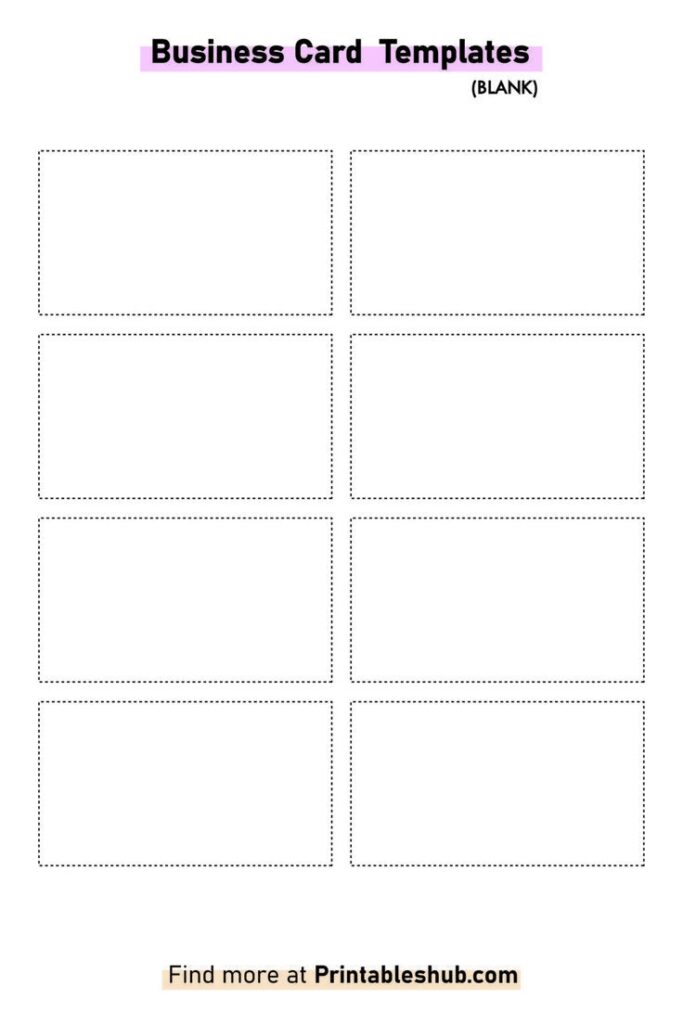 Free Printable Blank Business Card Template PDF Included Worksheets