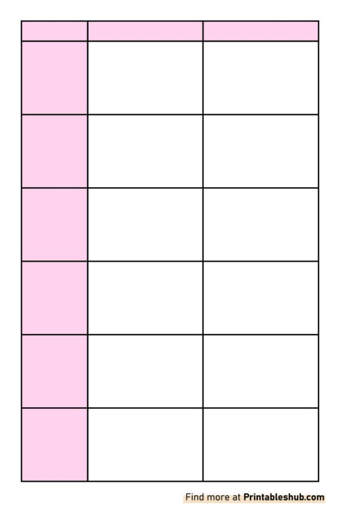 Free Printable Blank Comparison Chart Template PDF