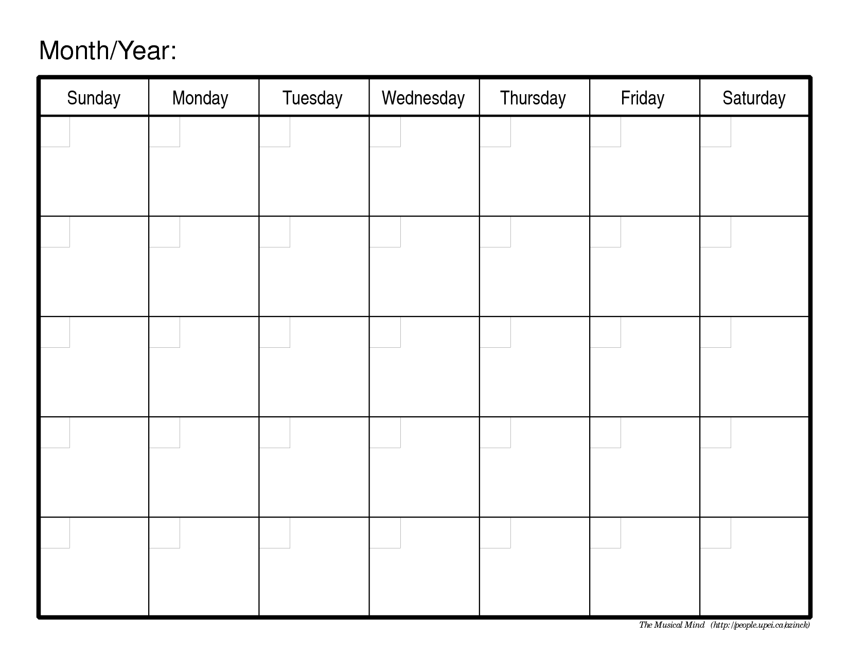 Free Printable Blank Monthly Calendar Templates Example Calendar