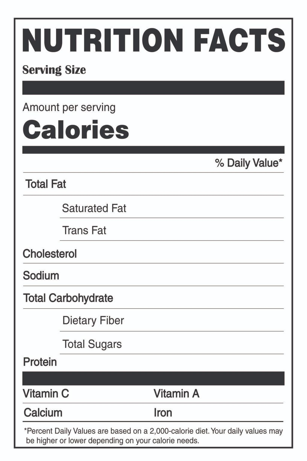Free Printable Blank Nutrition Facts Template PDF Included In 2024