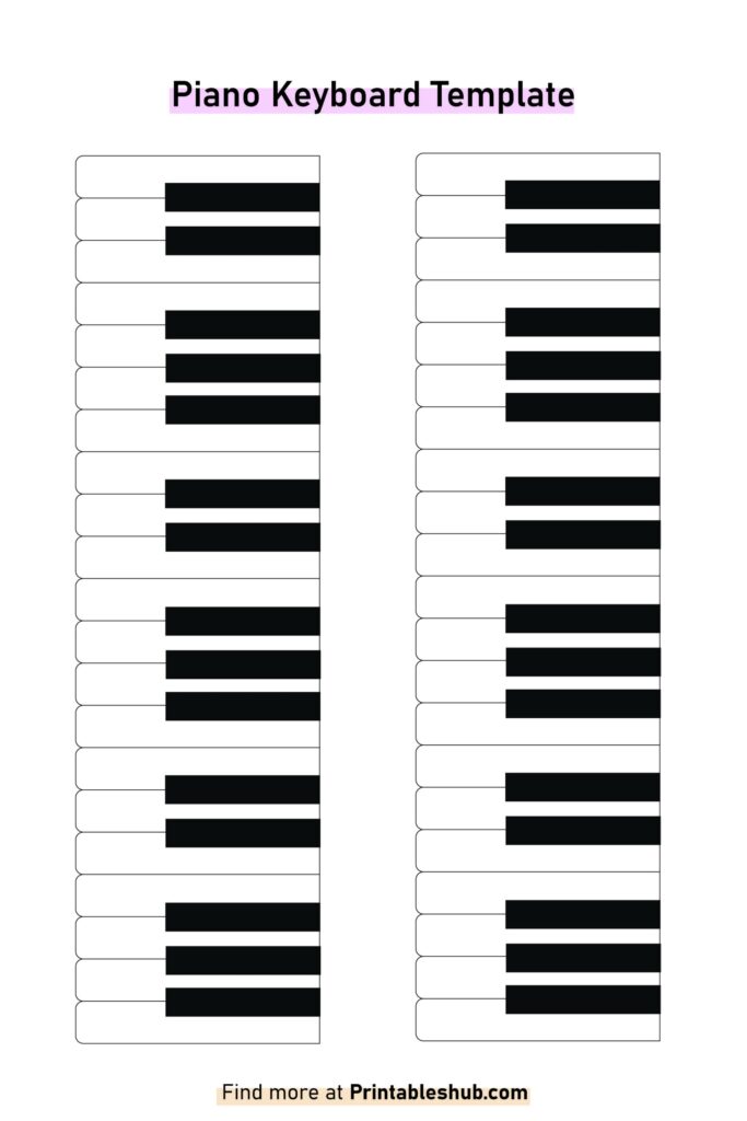 Free Printable Blank Piano Keyboard Templates PDF Included