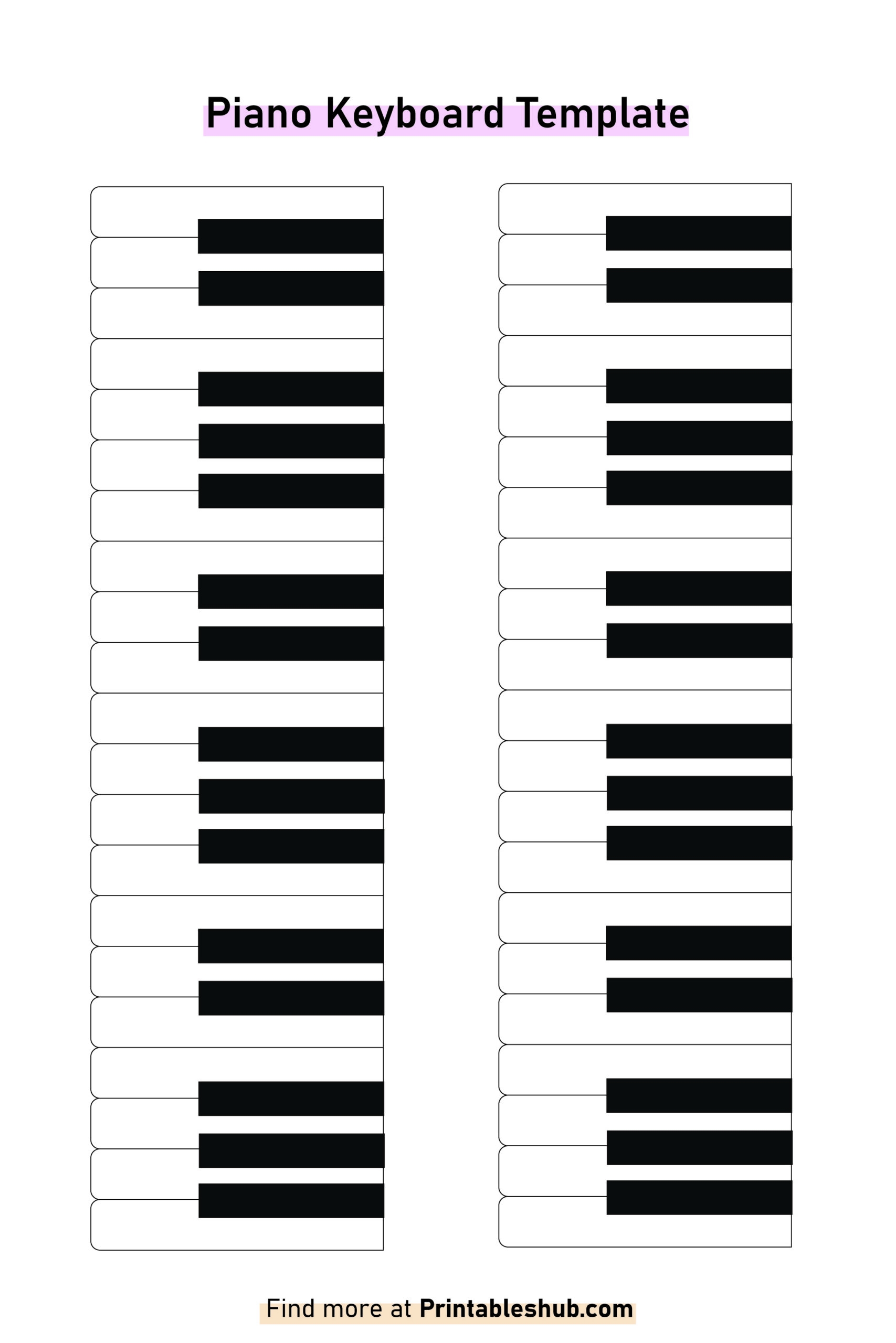 Free Printable Blank Piano Keyboard Templates PDF Included