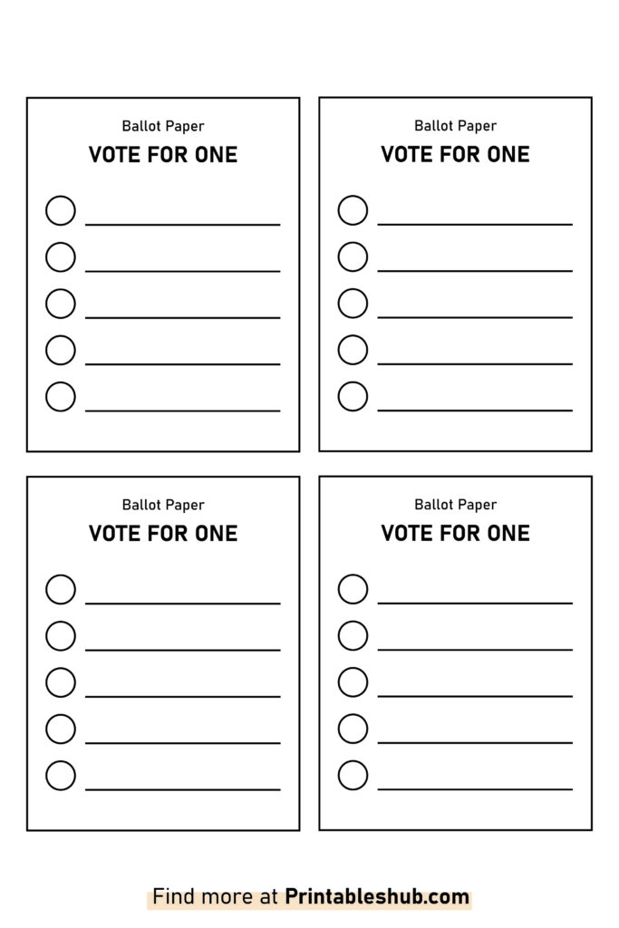Free Printable Blank Voting Ballot Paper Template PDF Included Blank