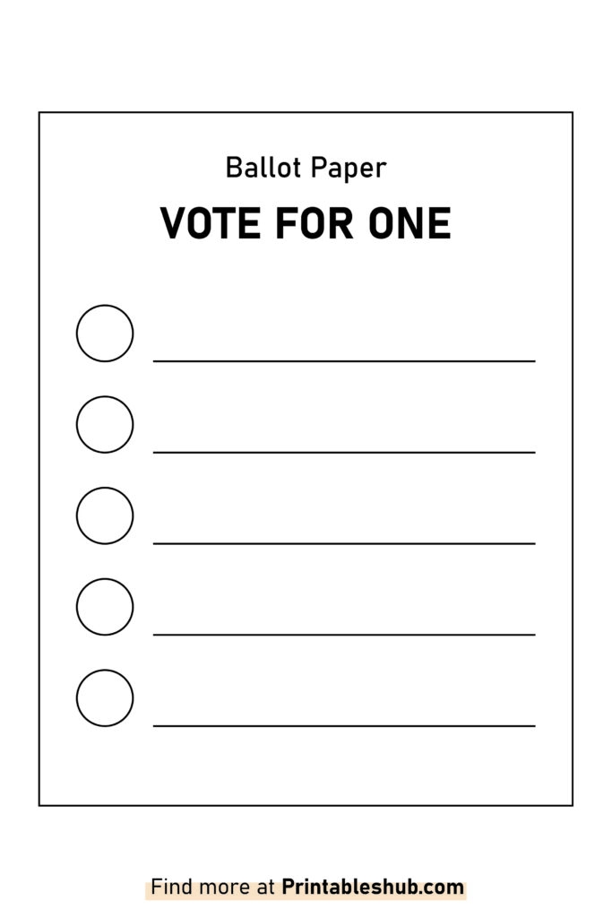 Free Printable Blank Voting Ballot Paper Template PDF Included Blank
