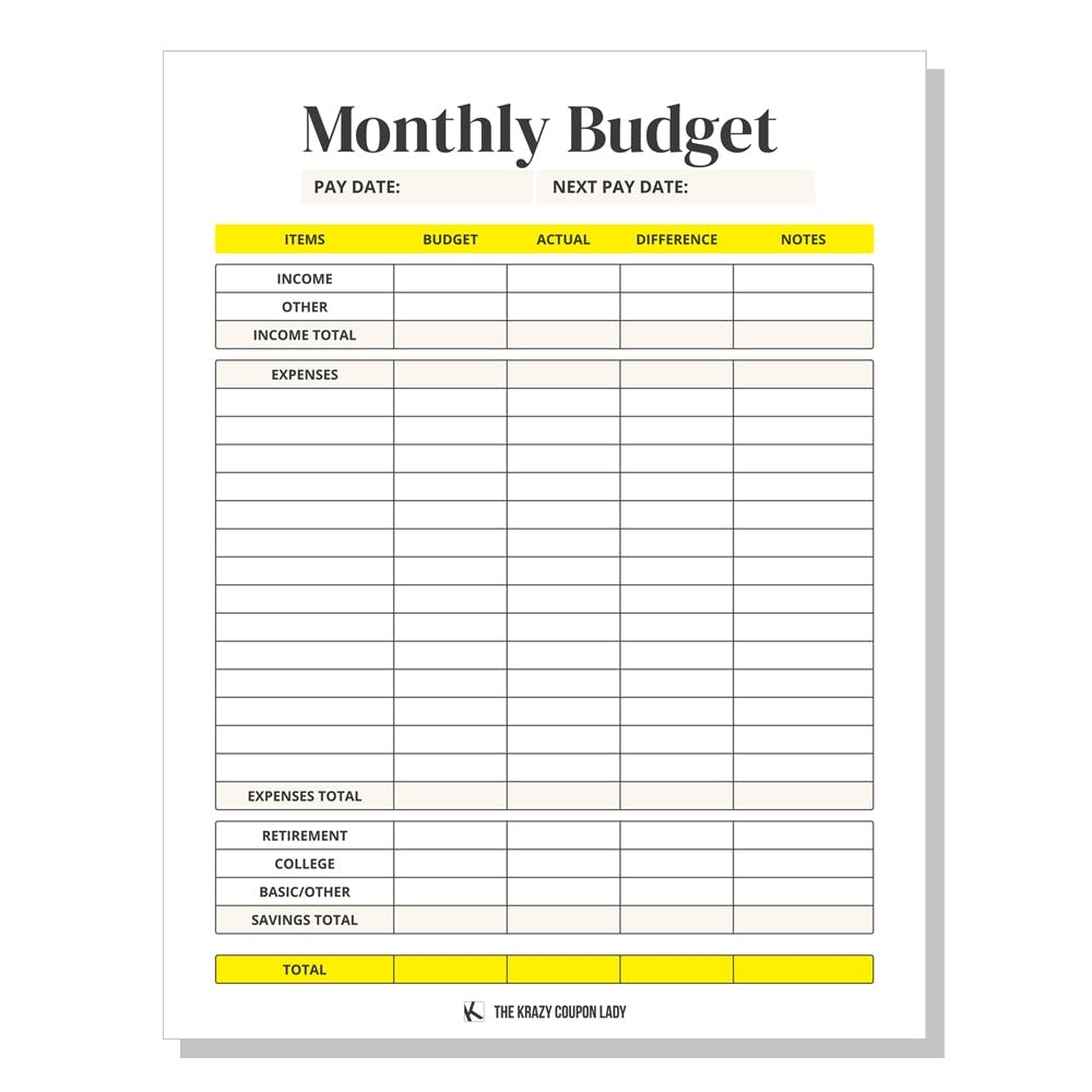 Blank Templates Printable Budget Planner