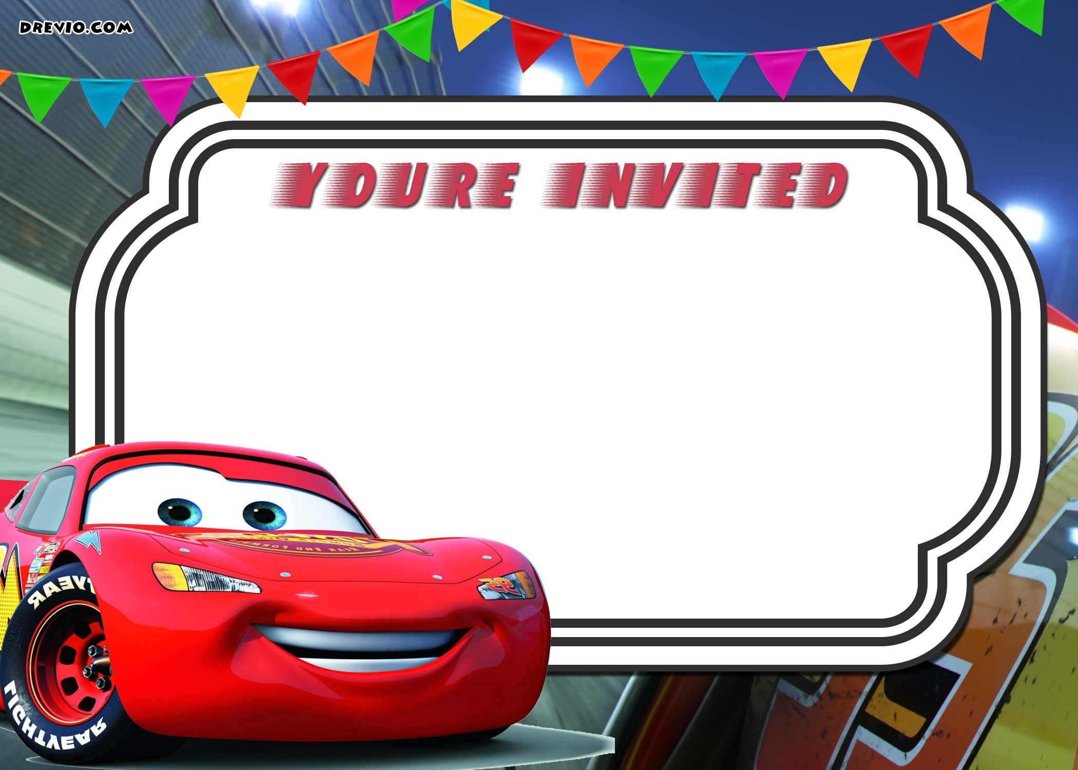 FREE Printable Cars 3 Lightning McQueen Invitation Template Drevio