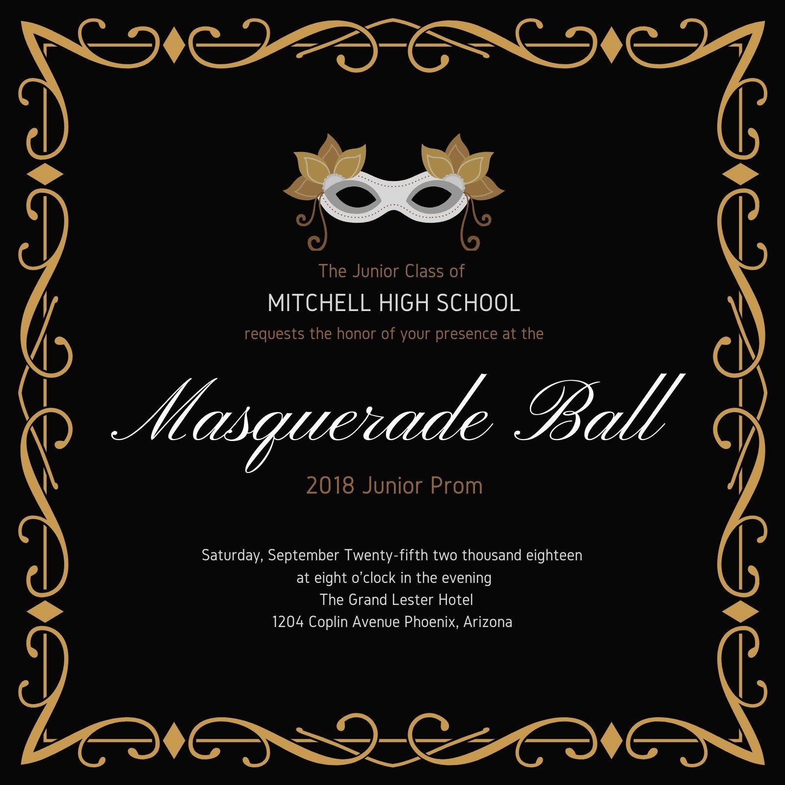 Free Printable Customizable Masquerade Invitation Templates Canva