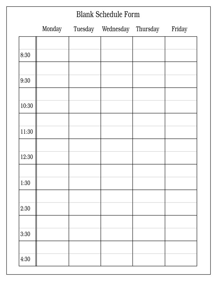 Daily Blank Schedule Templates