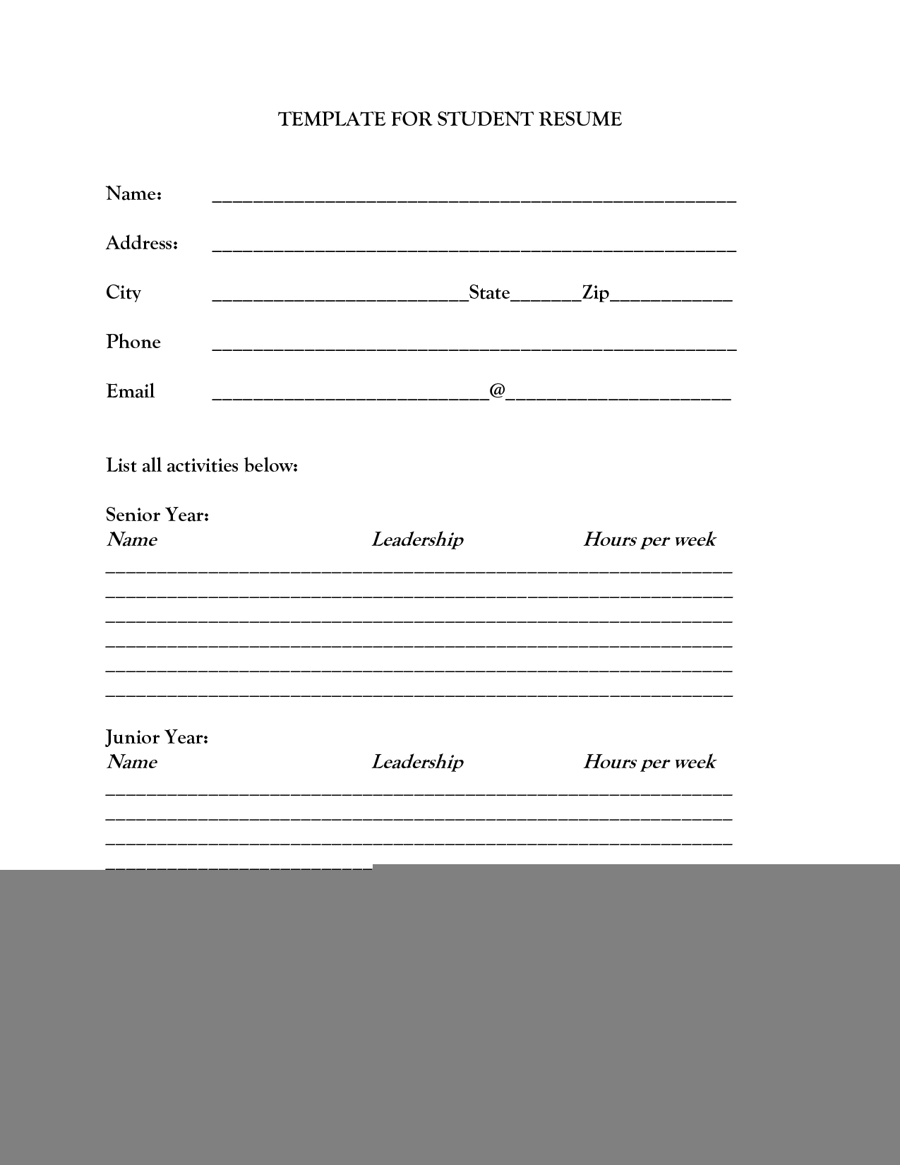 Free Printable Fill In The Blank Resume Templates 9 Best Images Of Form