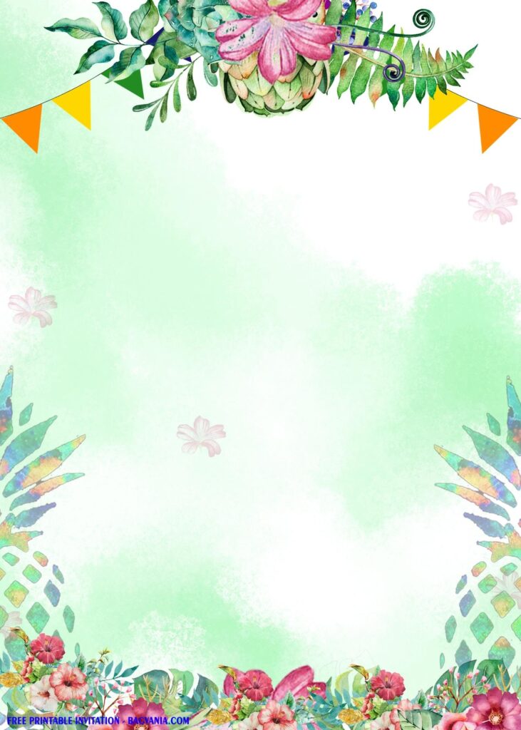FREE Printable Fresh Pineapple Tropical Party Invitation Templates