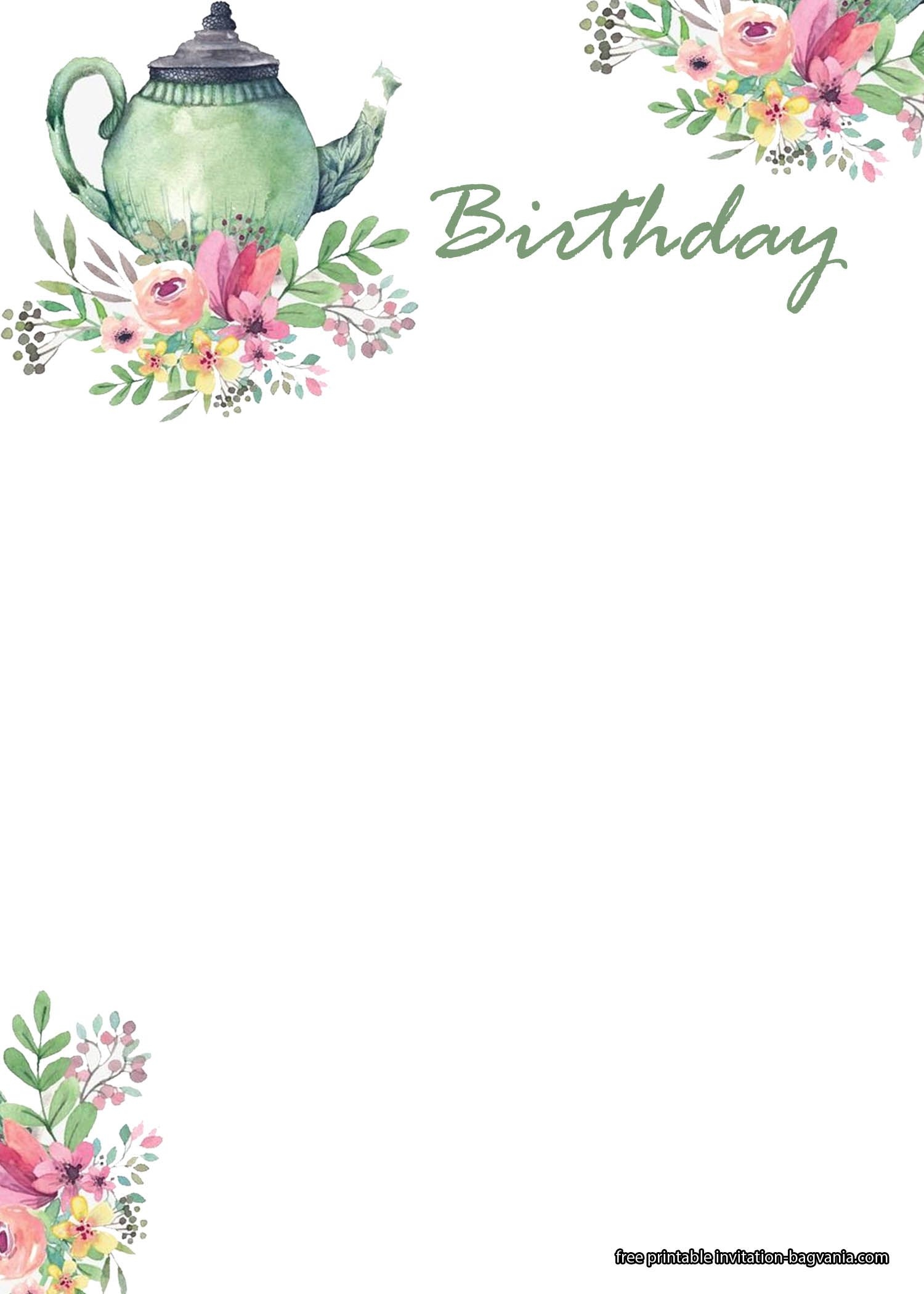 FREE Printable Garden Tea Party Invitation Templates Tea Party