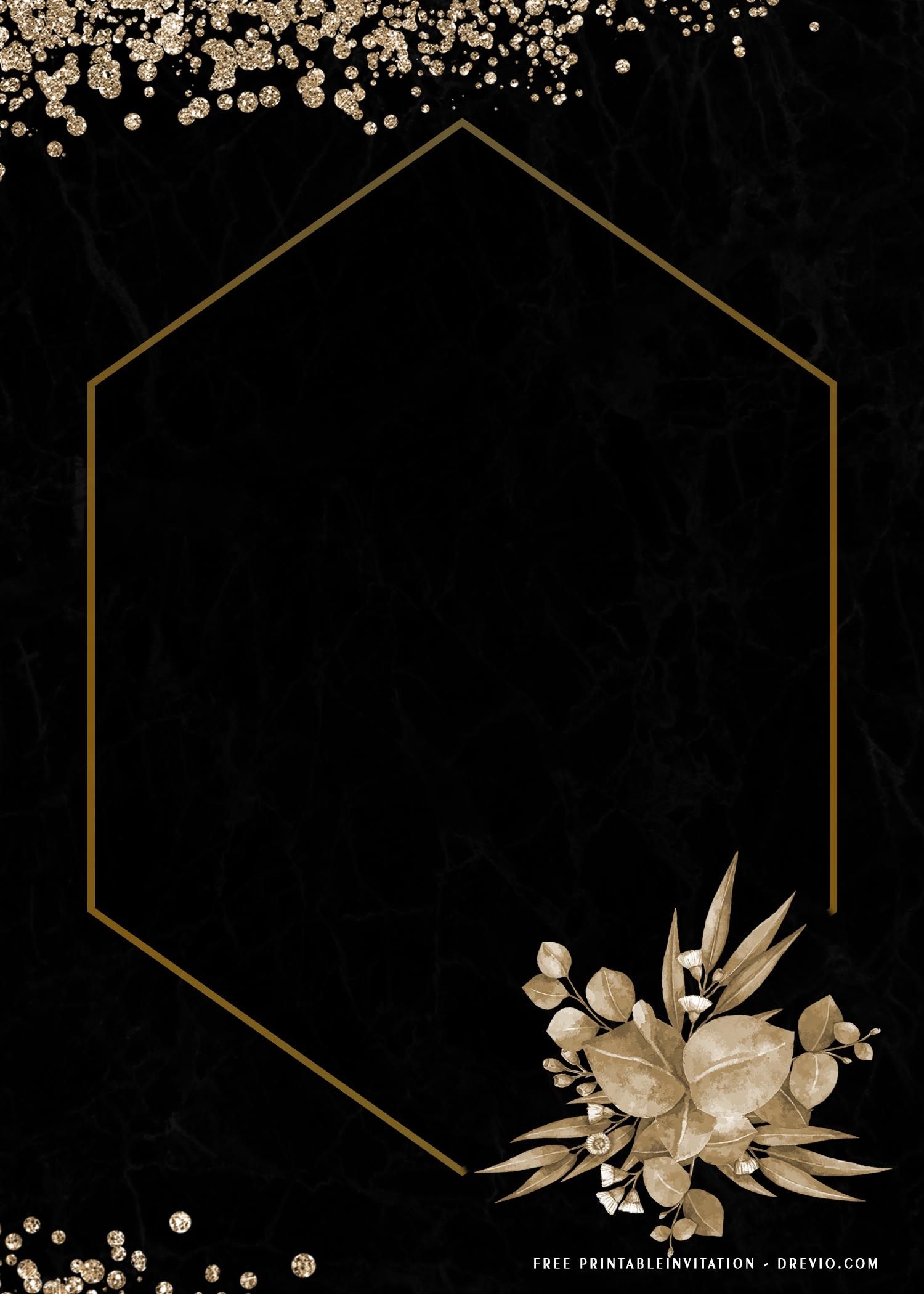  FREE Printable Greenery And Gold Frame Party Invitation Templates